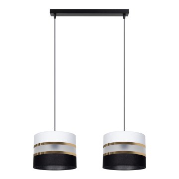 Ljuskrona med snöre CORAL 2xE27/60W/230V svart/vit