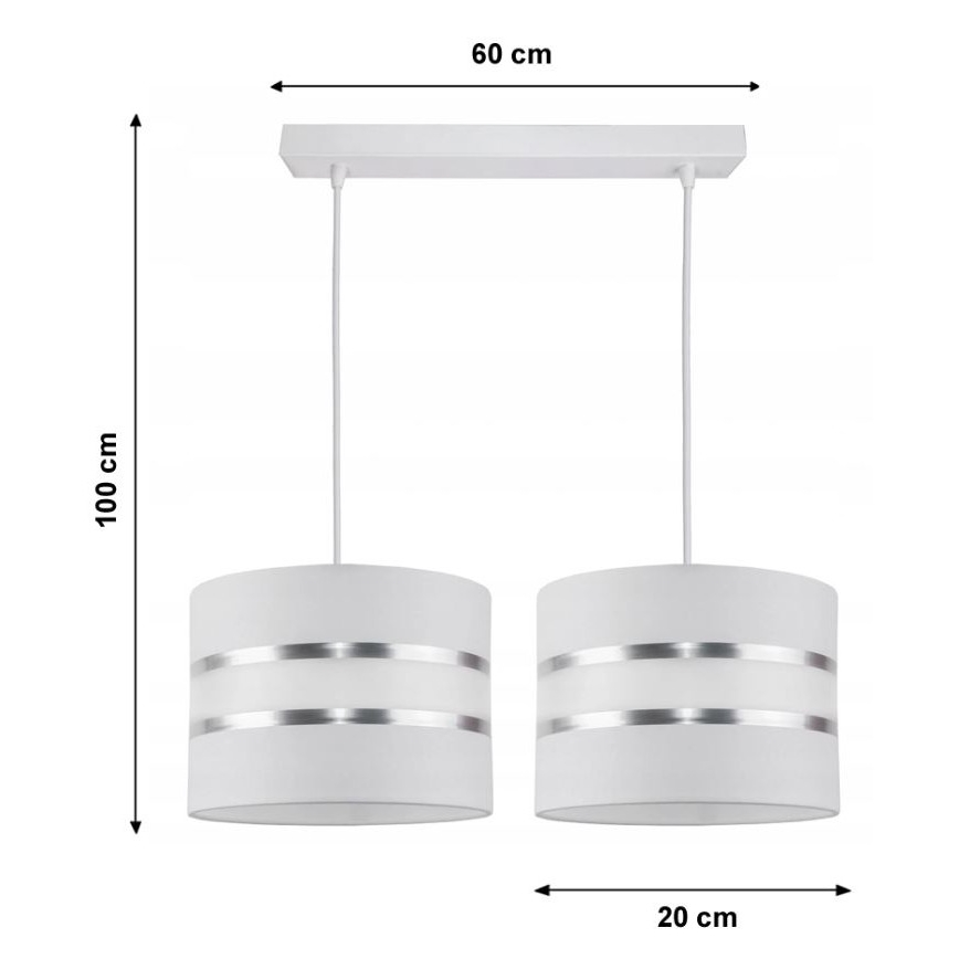 Ljuskrona med snöre CORAL 2xE27/60W/230V vit