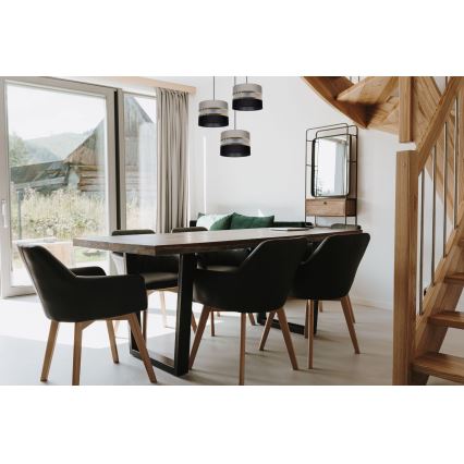 Ljuskrona med snöre CORAL 3xE27/60W/230V svart/grå