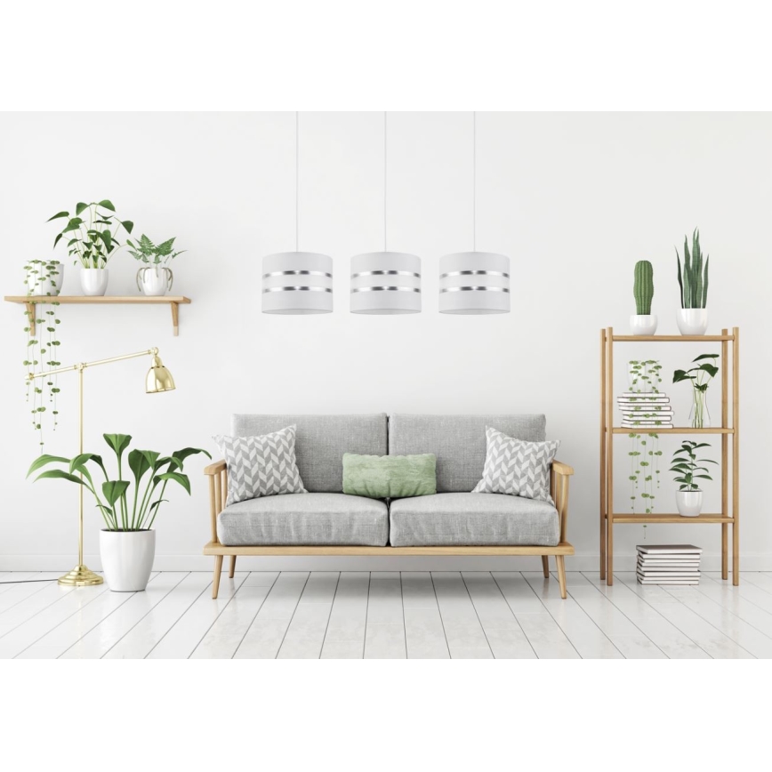 Ljuskrona med snöre CORAL 3xE27/60W/230V vit