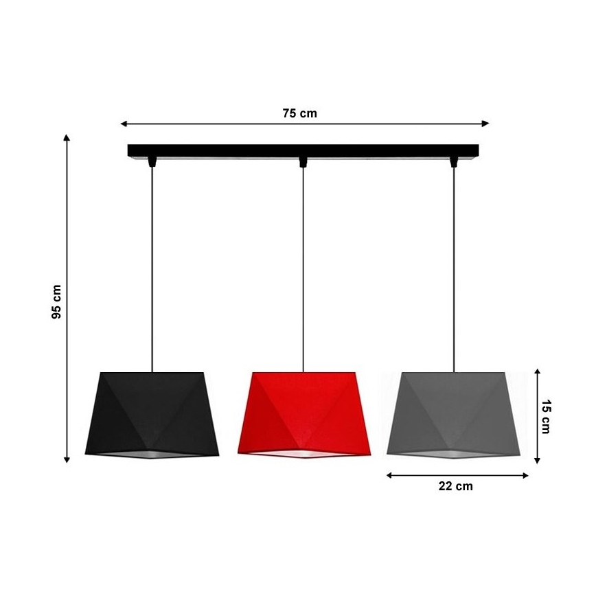 Ljuskrona med snöre DIAMENT 3xE27/60W/230V