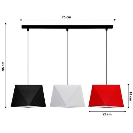 Ljuskrona med snöre DIAMENT 3xE27/60W/230V