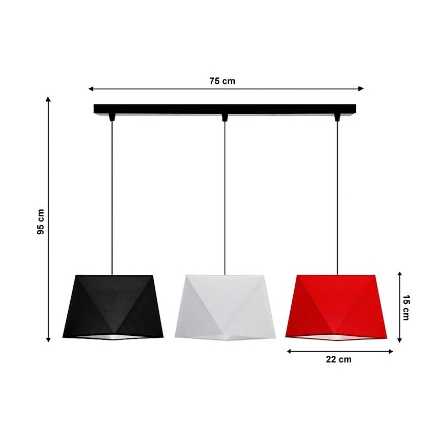 Ljuskrona med snöre DIAMENT 3xE27/60W/230V