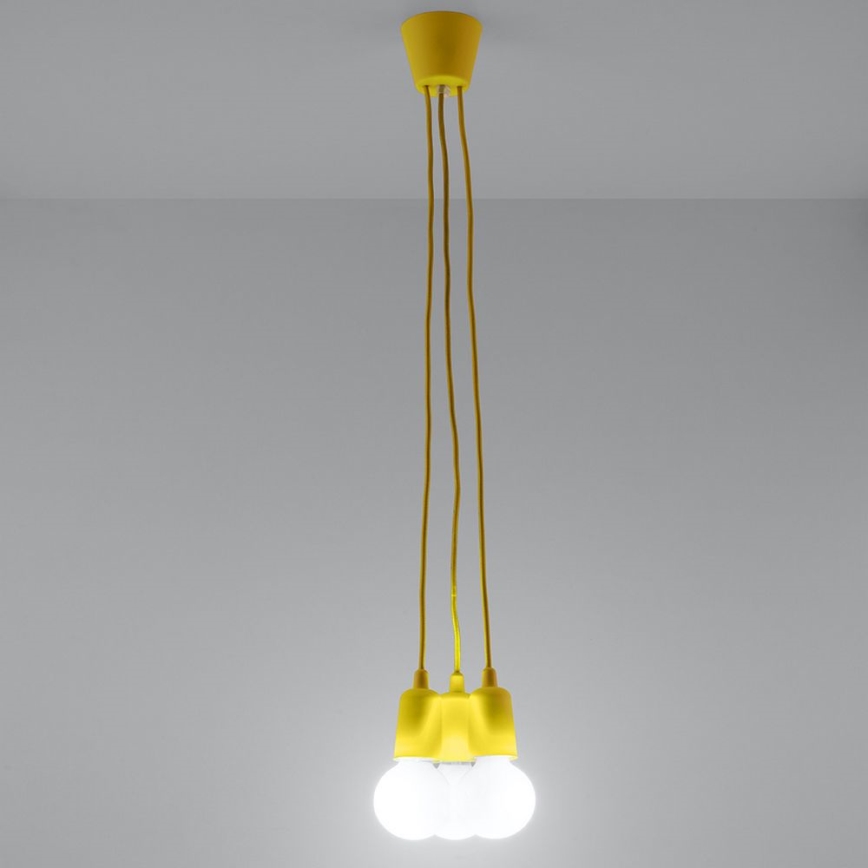 Ljuskrona med snöre DIEGO 3xE27/60W/230V gul