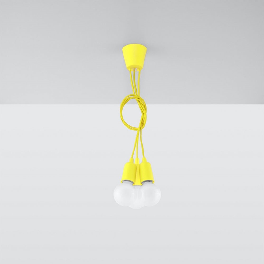 Ljuskrona med snöre DIEGO 3xE27/60W/230V gul