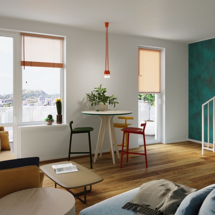 Ljuskrona med snöre DIEGO 3xE27/60W/230V orange