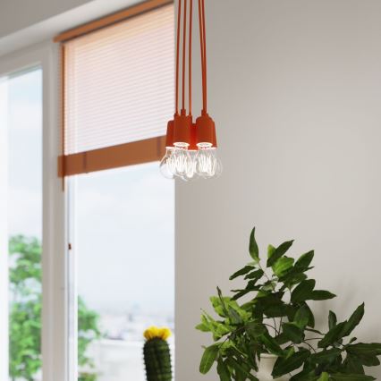 Ljuskrona med snöre DIEGO 3xE27/60W/230V orange