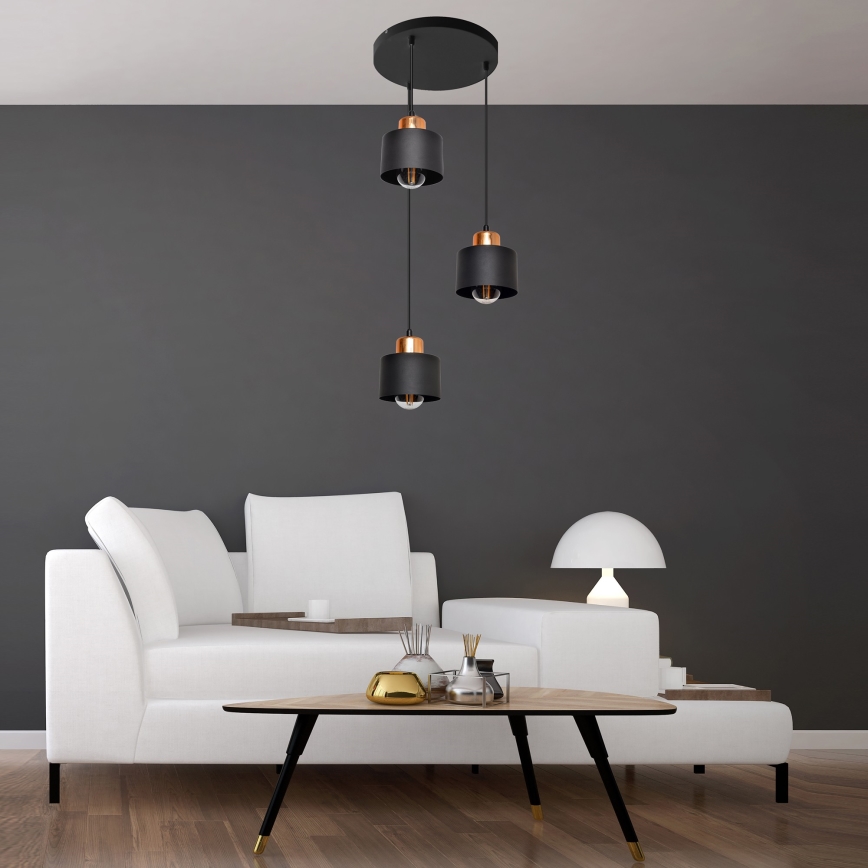 Ljuskrona med snöre EDISON 3xE27/15W/230V