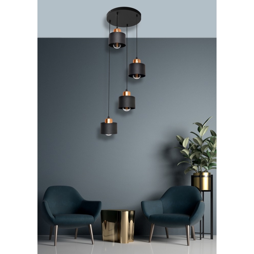 Ljuskrona med snöre EDISON 4xE27/15W/230V