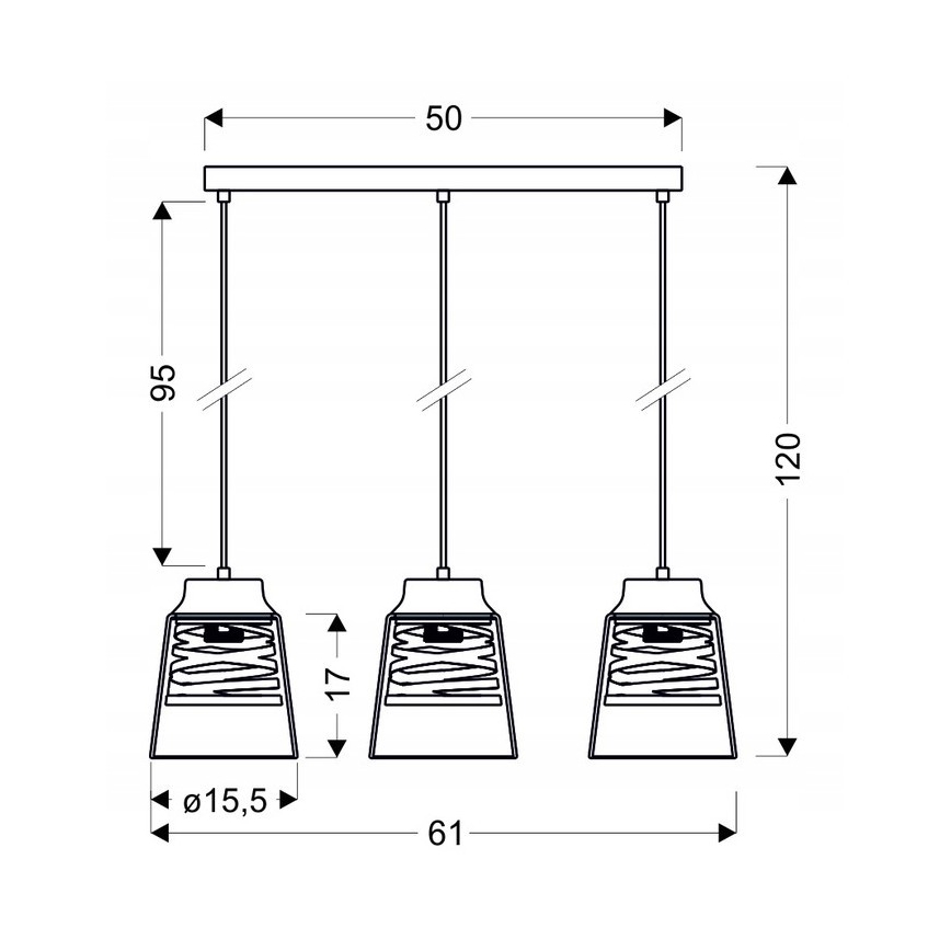 Ljuskrona med snöre FRESNO 3xE27/60W/230V