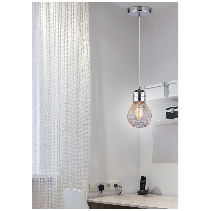 Ljuskrona med snöre GLIVA 1xE27/60W/230V