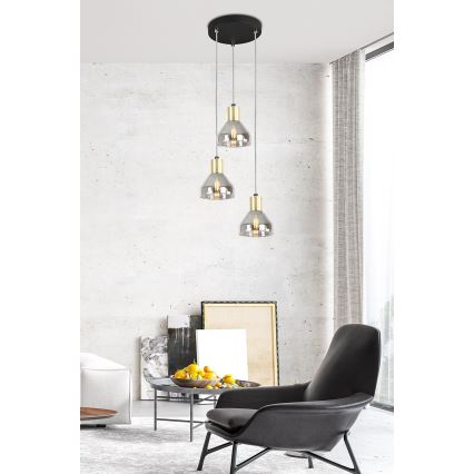 Ljuskrona med snöre GREGORY 3xE14/40W/230V