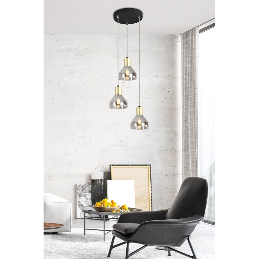 Ljuskrona med snöre GREGORY 3xE14/40W/230V