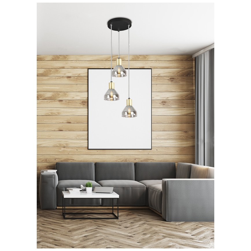 Ljuskrona med snöre GREGORY 3xE14/40W/230V