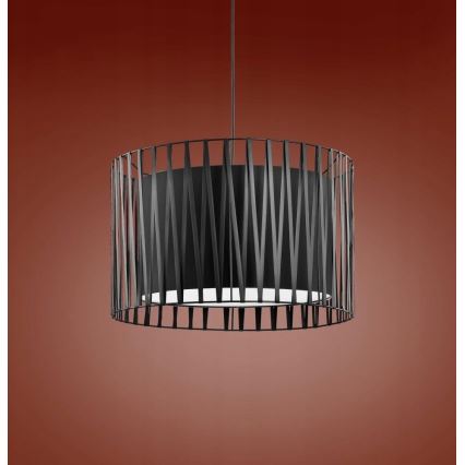 Ljuskrona med snöre HARMONY Svart 3xE27/60W/230V