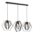 Ljuskrona med snöre HEXAGON 3xE27/60W/230V svart