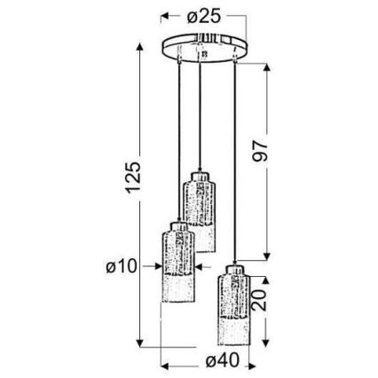 Ljuskrona med snöre LIBANO 3xE27/60W/230V