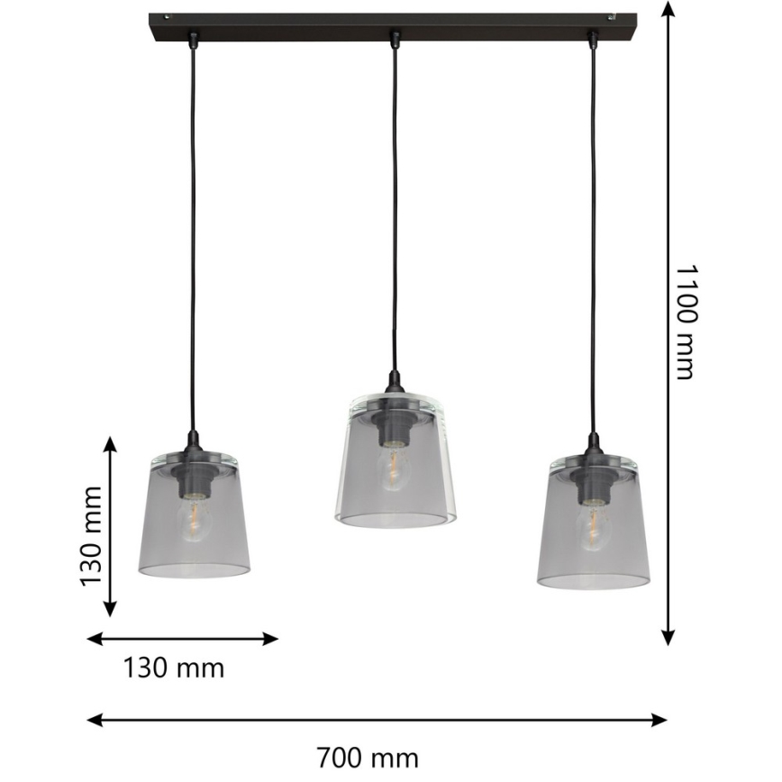 Ljuskrona med snöre LUCEA 3xE27/15W/230V