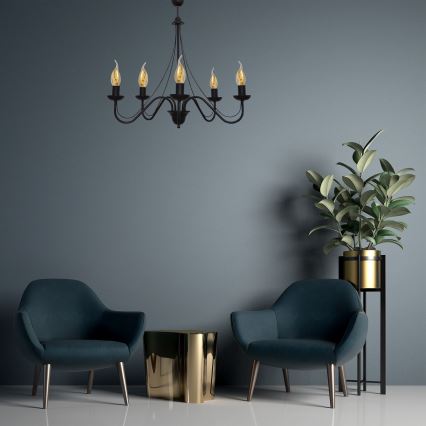 Ljuskrona med snöre MALBO II 5xE14/10W/230V