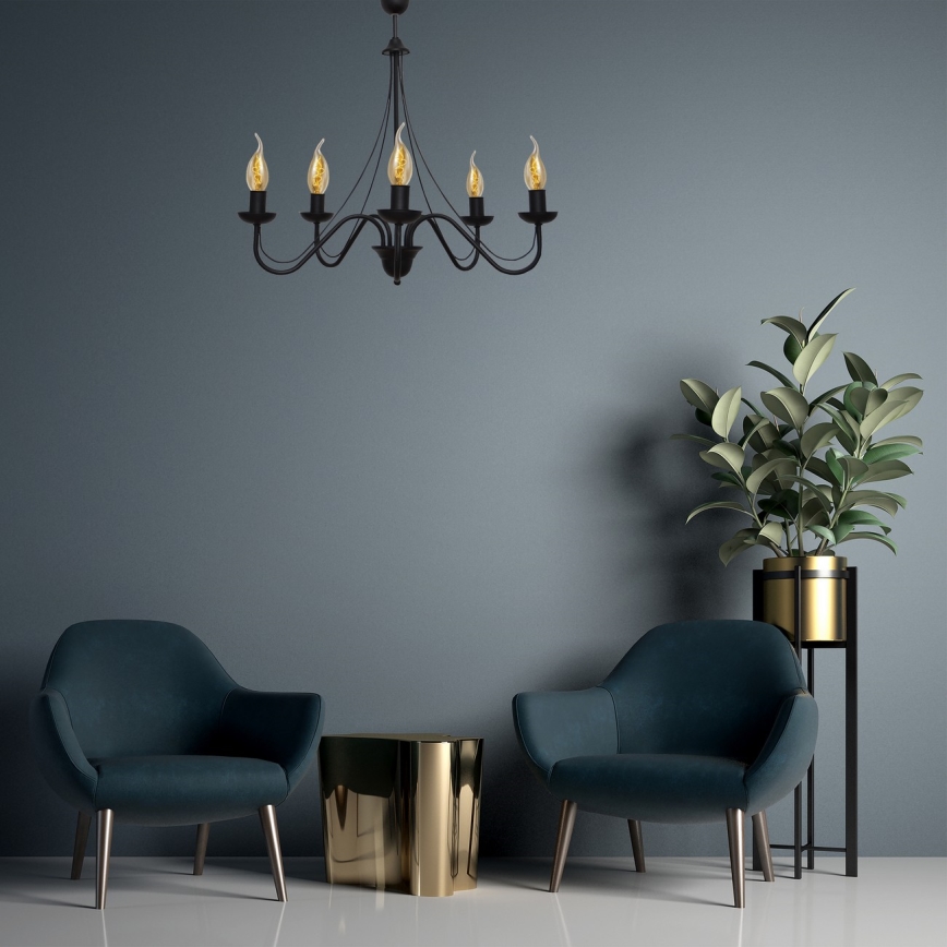 Ljuskrona med snöre MALBO II 5xE14/10W/230V