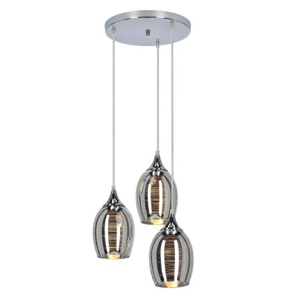 Ljuskrona med snöre MARINA 3xE27/60W/230V krom