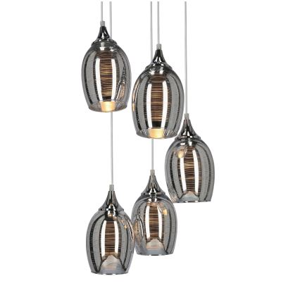 Ljuskrona med snöre MARINA 5xE27/60W/230V krom