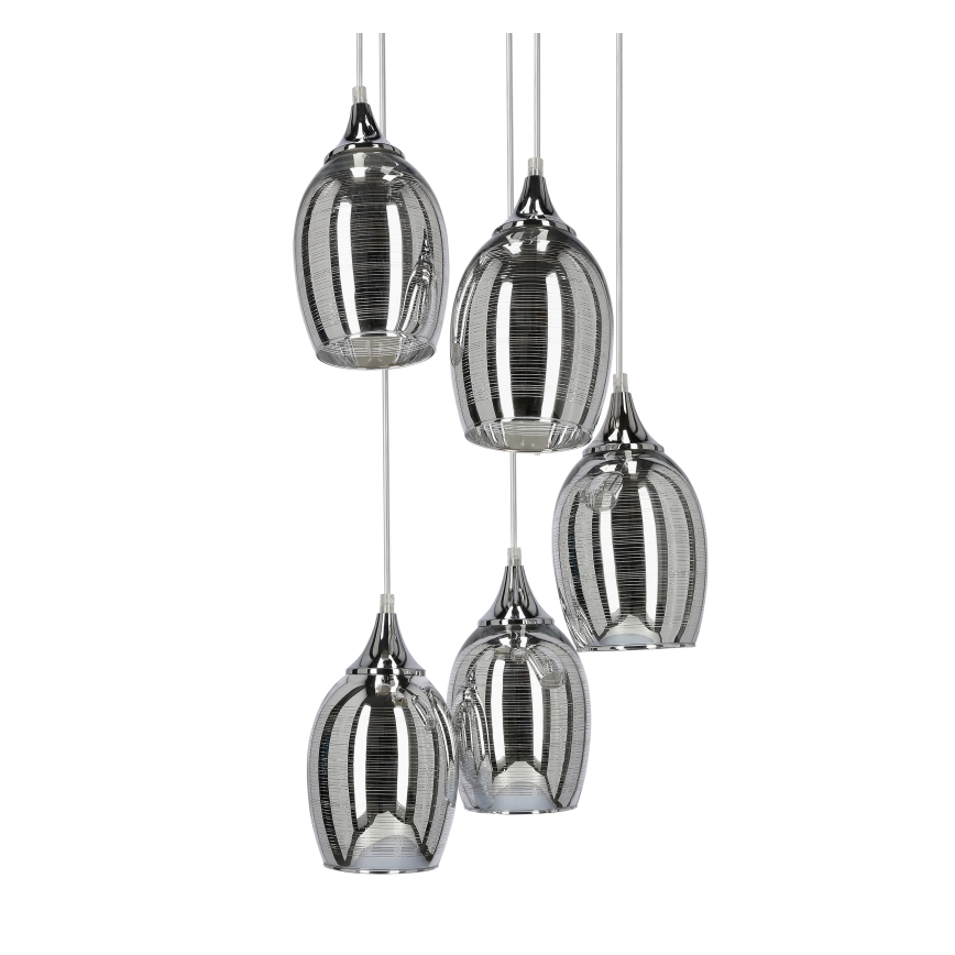 Ljuskrona med snöre MARINA 5xE27/60W/230V krom