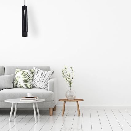 Ljuskrona med snöre marmor 1xGU10/8W/230V svart