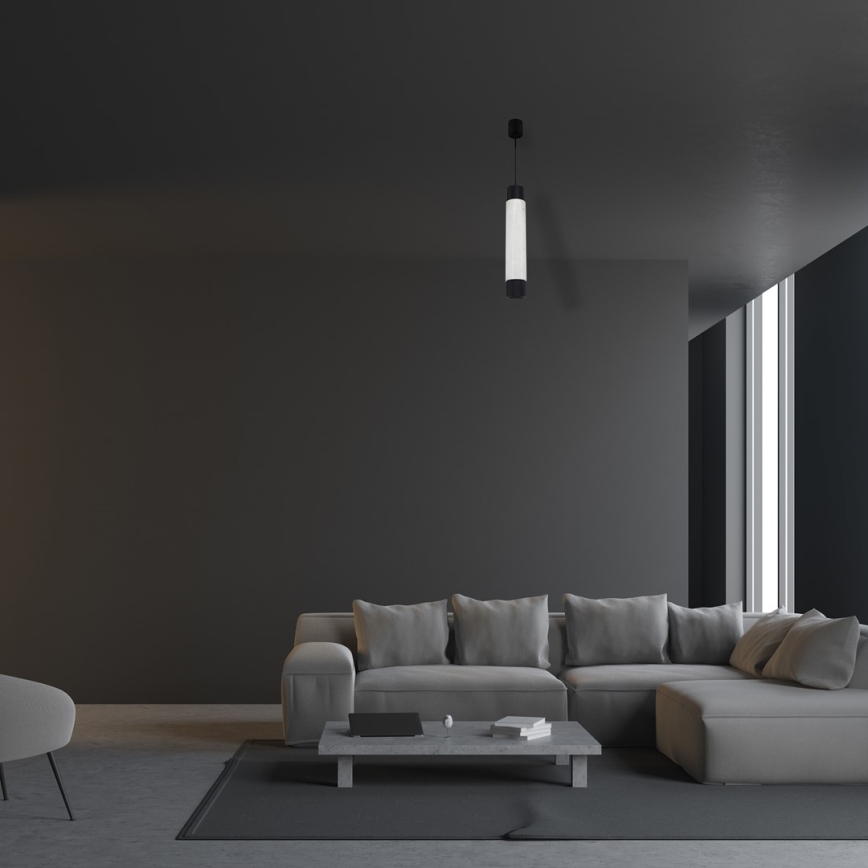 Ljuskrona med snöre marmor Vit/Svart 1xGU10/8W/230V