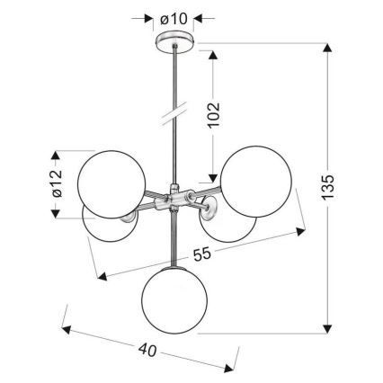 Ljuskrona med snöre MATI 5xG9/28W/230V