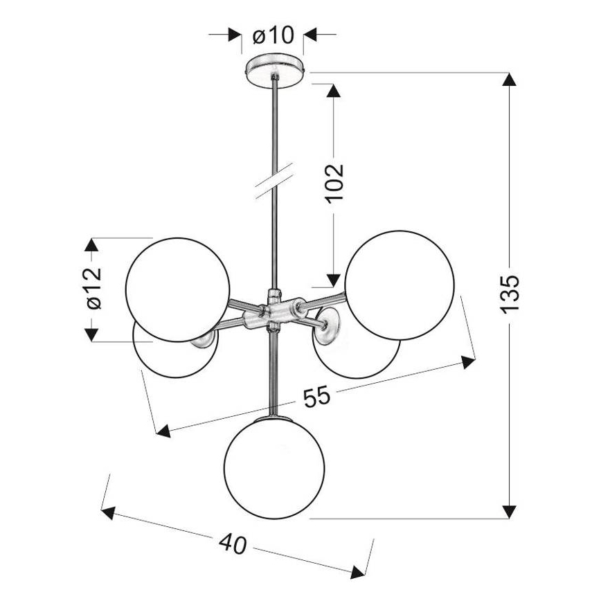 Ljuskrona med snöre MATI 5xG9/28W/230V
