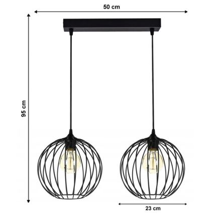 Ljuskrona med snöre MATT 2xE27/60W/230V