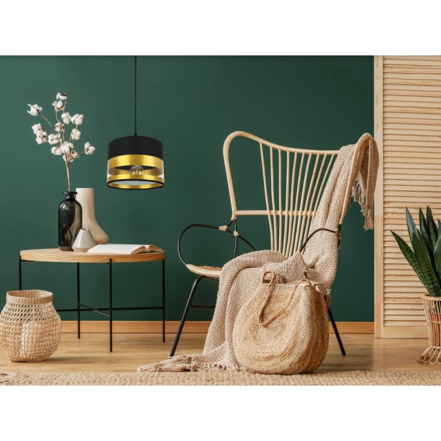 Ljuskrona med snöre MILO 1xE27/60W/230V guld/svart