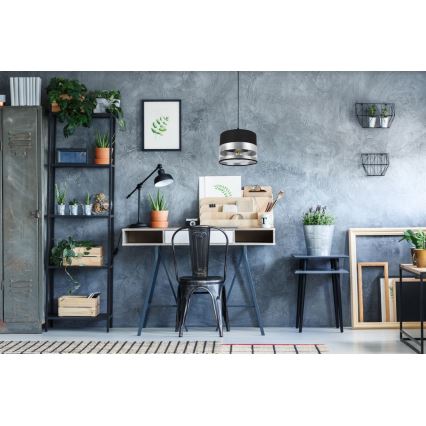 Ljuskrona med snöre MILO 1xE27/60W/230V silver/svart