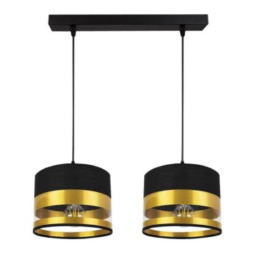 Ljuskrona med snöre MILO 2xE27/60W/230V guld/svart