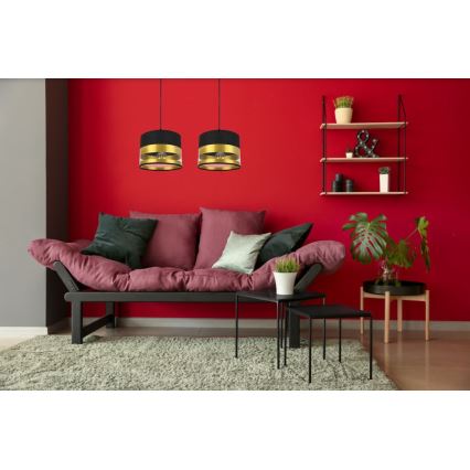 Ljuskrona med snöre MILO 2xE27/60W/230V guld/svart