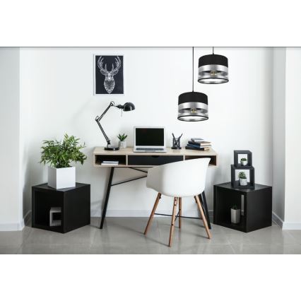 Ljuskrona med snöre MILO 2xE27/60W/230V silver/svart