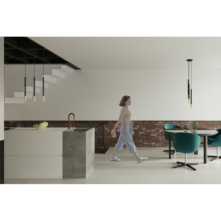 Ljuskrona med snöre MOSAIC 3xG9/12W/230V svart/guld