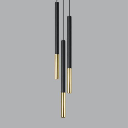 Ljuskrona med snöre MOSAIC 3xG9/12W/230V svart/guld