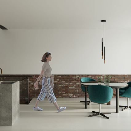 Ljuskrona med snöre MOSAIC 3xG9/12W/230V svart/koppar