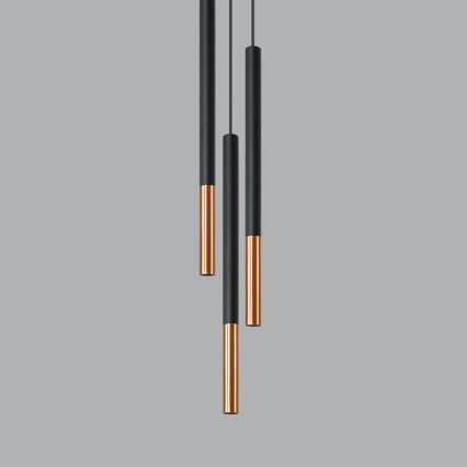 Ljuskrona med snöre MOSAIC 3xG9/12W/230V svart/koppar