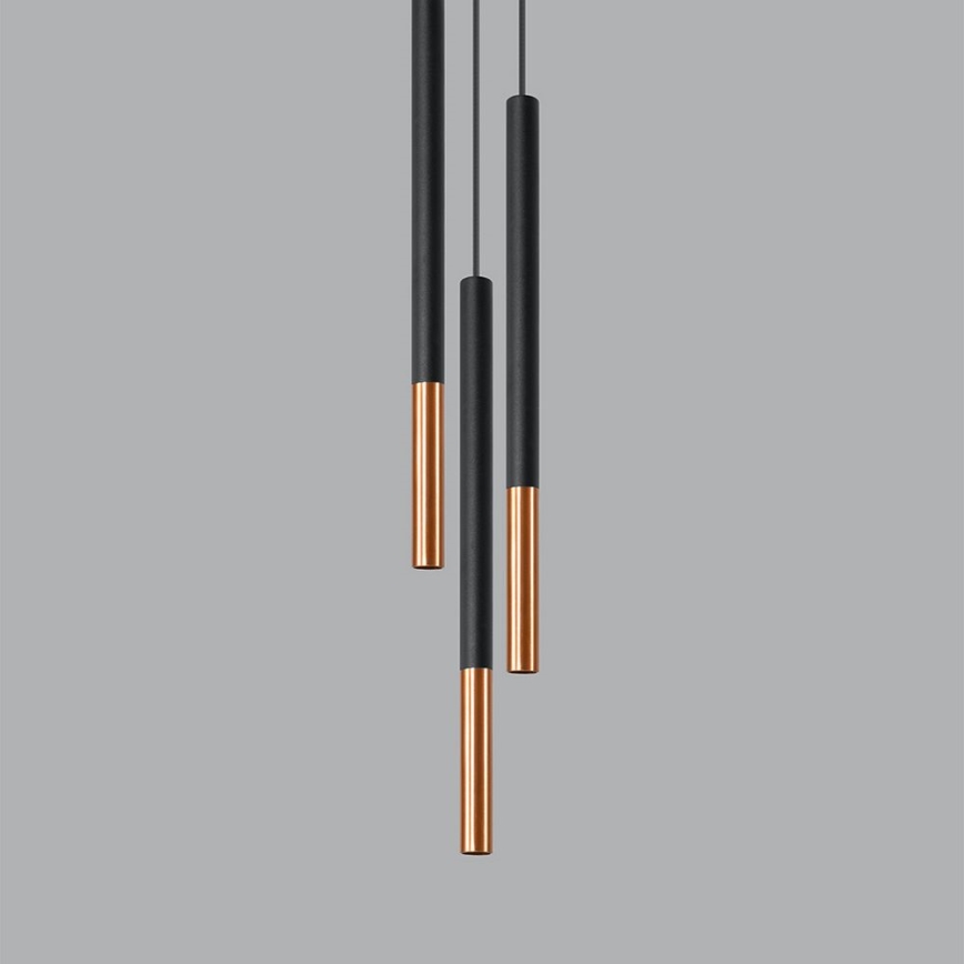 Ljuskrona med snöre MOSAIC 3xG9/12W/230V svart/koppar