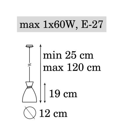 Ljuskrona med snöre NAOMI 1xE27/60W/230V