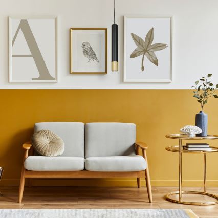 Ljuskrona med snöre NEST 1xGU10/8W/230V svart/guld