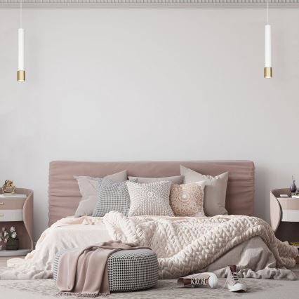 Ljuskrona med snöre NEST 1xGU10/8W/230V vit/guld