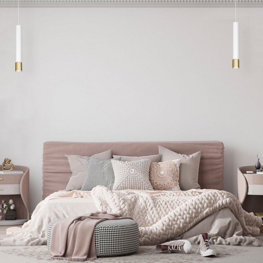 Ljuskrona med snöre NEST 1xGU10/8W/230V vit/guld