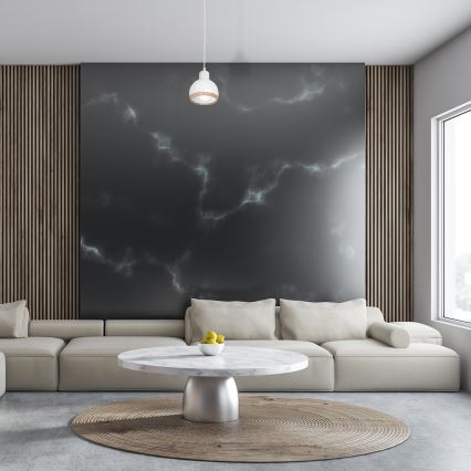 Ljuskrona med snöre OVAL 1xE27/60W/230V vit