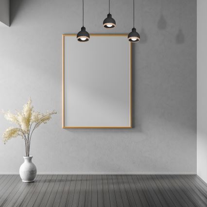 Ljuskrona med snöre OVAL 3xE27/60W/230V svart