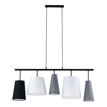 Ljuskrona med snöre PEDRO 5xE27/60W/230V grå