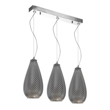 Ljuskrona med snöre PETRA 3xE27/60W/230V grå